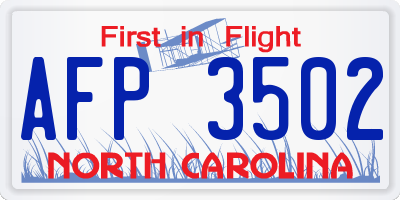 NC license plate AFP3502