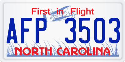 NC license plate AFP3503