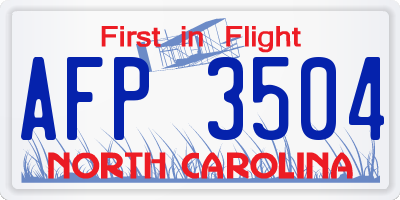 NC license plate AFP3504