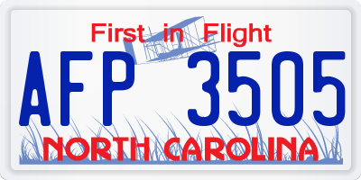 NC license plate AFP3505