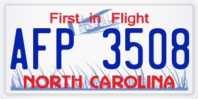 NC license plate AFP3508