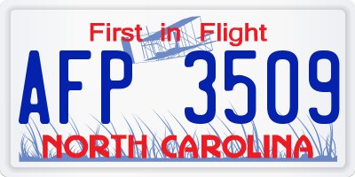 NC license plate AFP3509