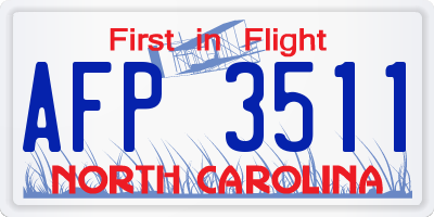 NC license plate AFP3511