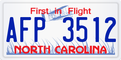 NC license plate AFP3512