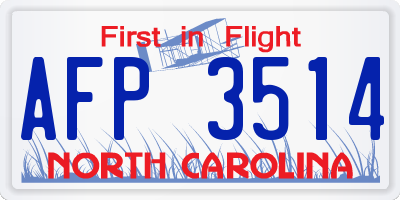 NC license plate AFP3514