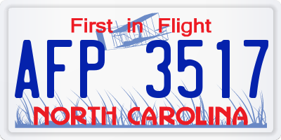 NC license plate AFP3517
