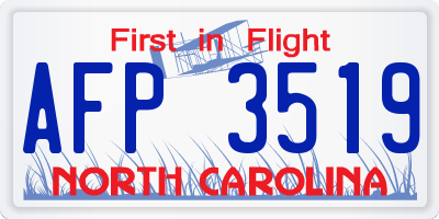 NC license plate AFP3519