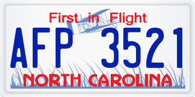 NC license plate AFP3521