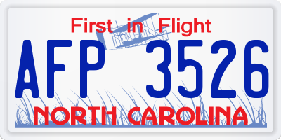 NC license plate AFP3526