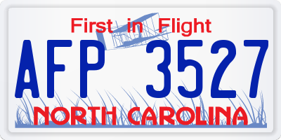NC license plate AFP3527
