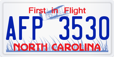 NC license plate AFP3530