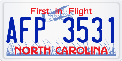 NC license plate AFP3531