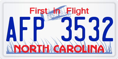 NC license plate AFP3532