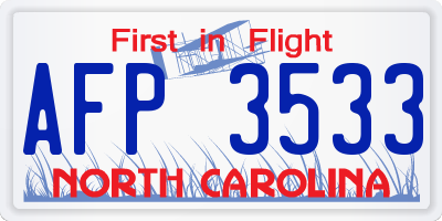NC license plate AFP3533