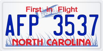 NC license plate AFP3537