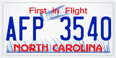 NC license plate AFP3540