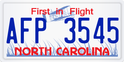 NC license plate AFP3545