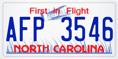 NC license plate AFP3546