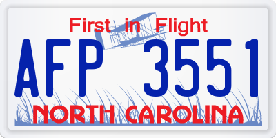 NC license plate AFP3551