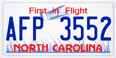 NC license plate AFP3552