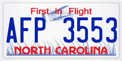 NC license plate AFP3553