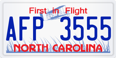 NC license plate AFP3555