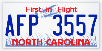 NC license plate AFP3557