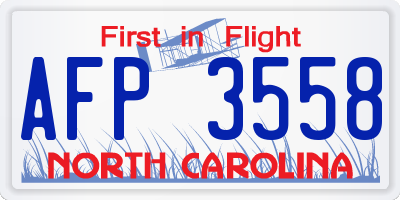 NC license plate AFP3558