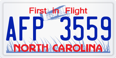 NC license plate AFP3559