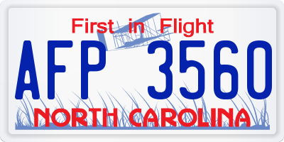 NC license plate AFP3560