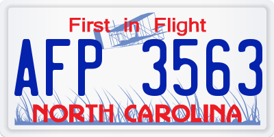 NC license plate AFP3563
