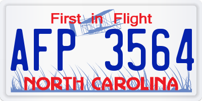 NC license plate AFP3564
