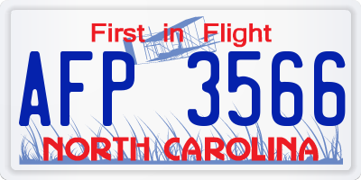 NC license plate AFP3566