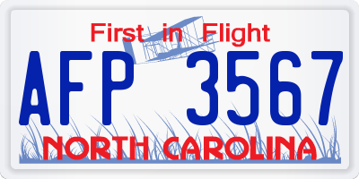 NC license plate AFP3567