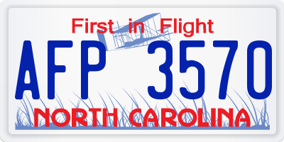 NC license plate AFP3570