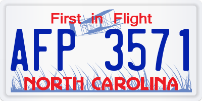 NC license plate AFP3571