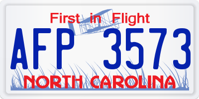 NC license plate AFP3573