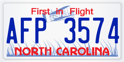 NC license plate AFP3574