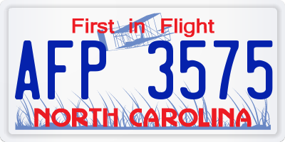 NC license plate AFP3575