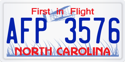 NC license plate AFP3576