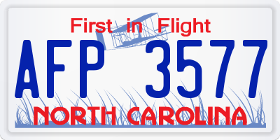 NC license plate AFP3577