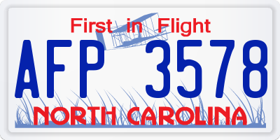 NC license plate AFP3578
