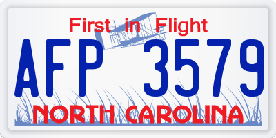 NC license plate AFP3579