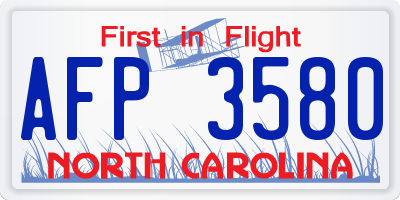 NC license plate AFP3580