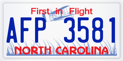 NC license plate AFP3581