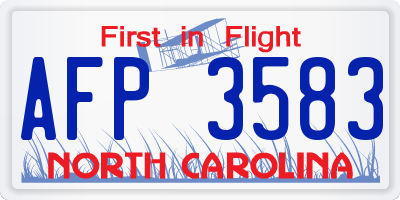 NC license plate AFP3583