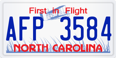 NC license plate AFP3584