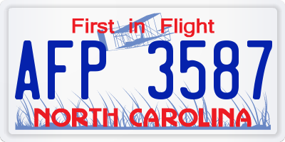 NC license plate AFP3587