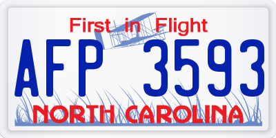NC license plate AFP3593
