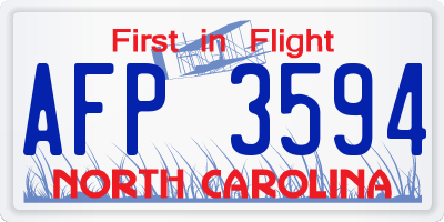 NC license plate AFP3594